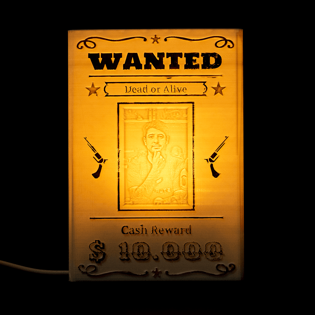 Caixa Luminária Personalizável - Wanted