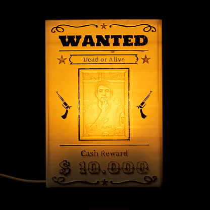 Caixa Luminária Personalizável - Wanted