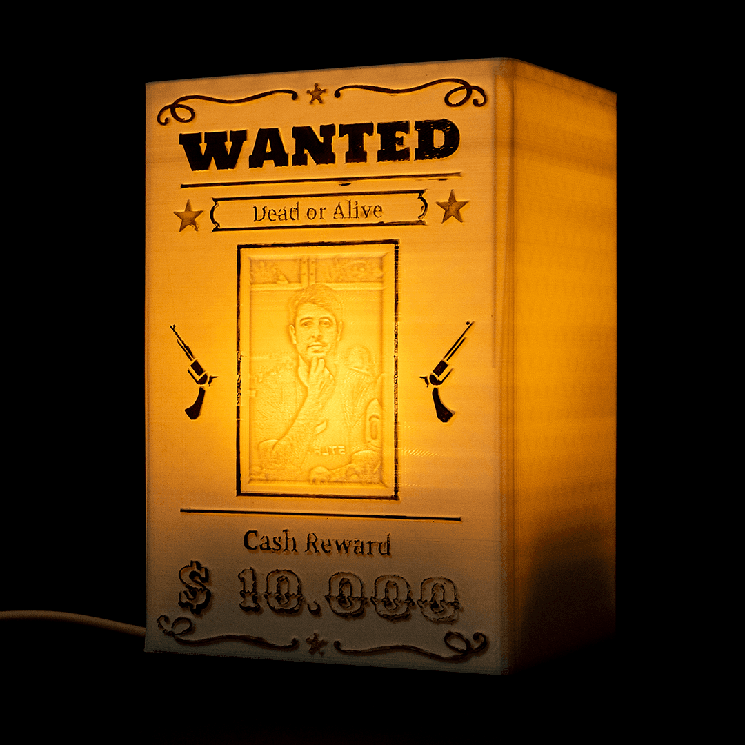 Caixa Luminária Personalizável - Wanted
